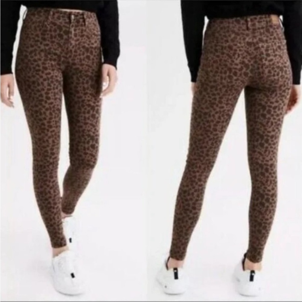 AEO 8 curvy super high rise Jegging Cheetah next level stretch 0567